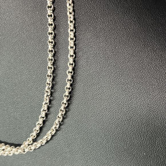 Vintage Designer Couture Signed RM Sterling Silver 925 Chain Necklace 2 Strands - Picture 3 of 9